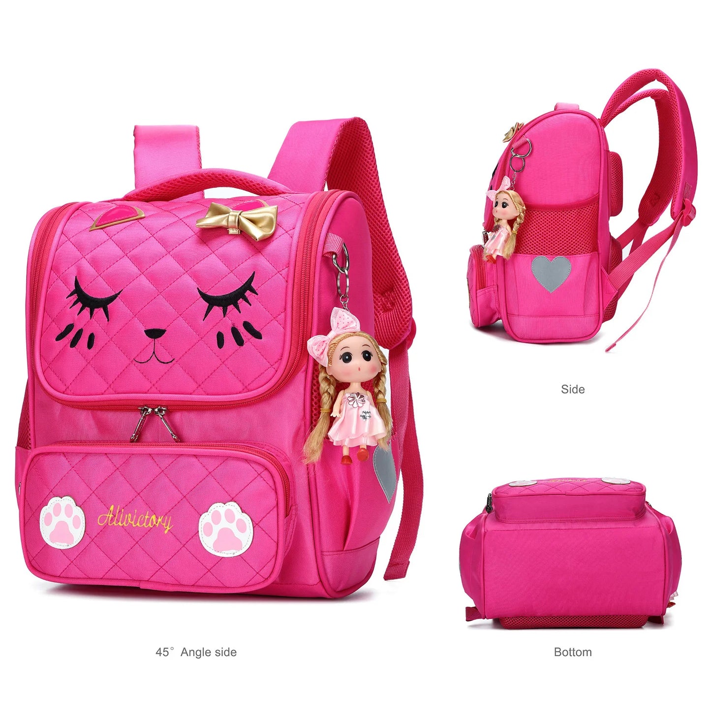 Set-2pcs with lunch bagGirls Backpacks, Waterproof Cute Backpack for Girl Preschool Bookbags Elementary School Bags