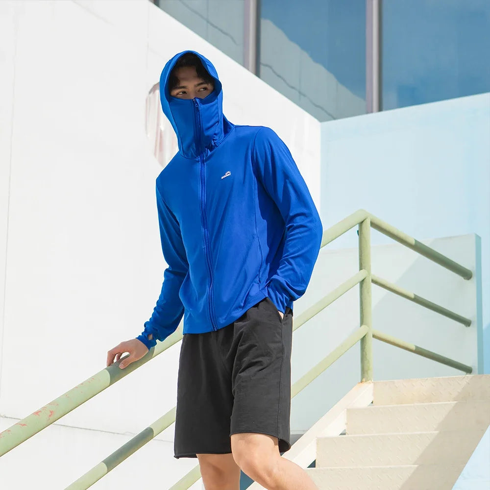 OhSunny Men Sun Protection Cooling Coat With Hood UPF50 Jacket