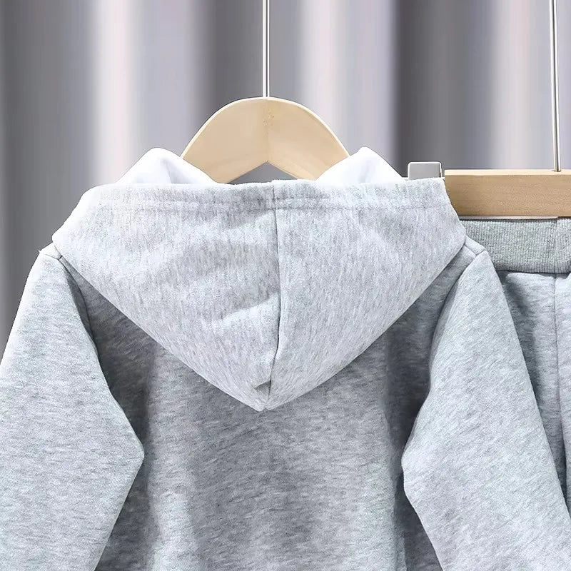 Unisex Baby Hooded Jacket And Pants Set For Spring Autumn
