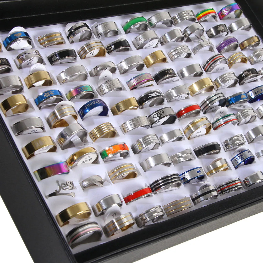 Stainless Steel Assorted Ring Set Unisex Bulk Jewelry