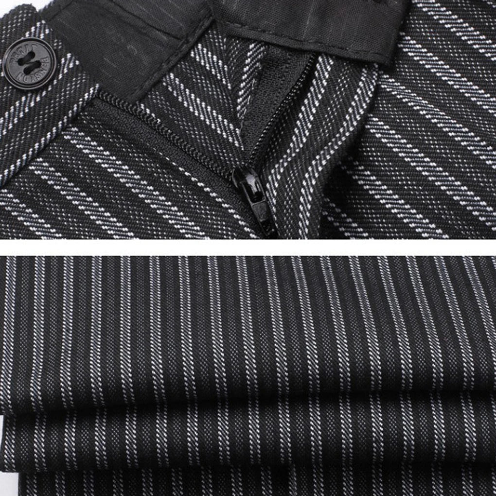 Elastic Waist Striped Chef Pants Men S Work Uniform For Restaurant Kitchen Wide Application