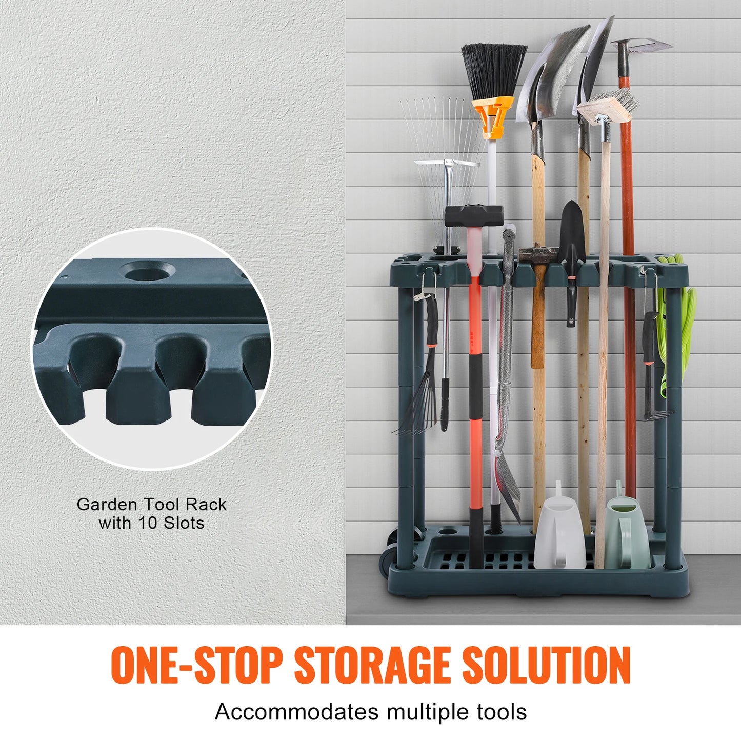 SucceBuy 10 Slots Yard Garden Tool Organizer Rack Tower For Garage