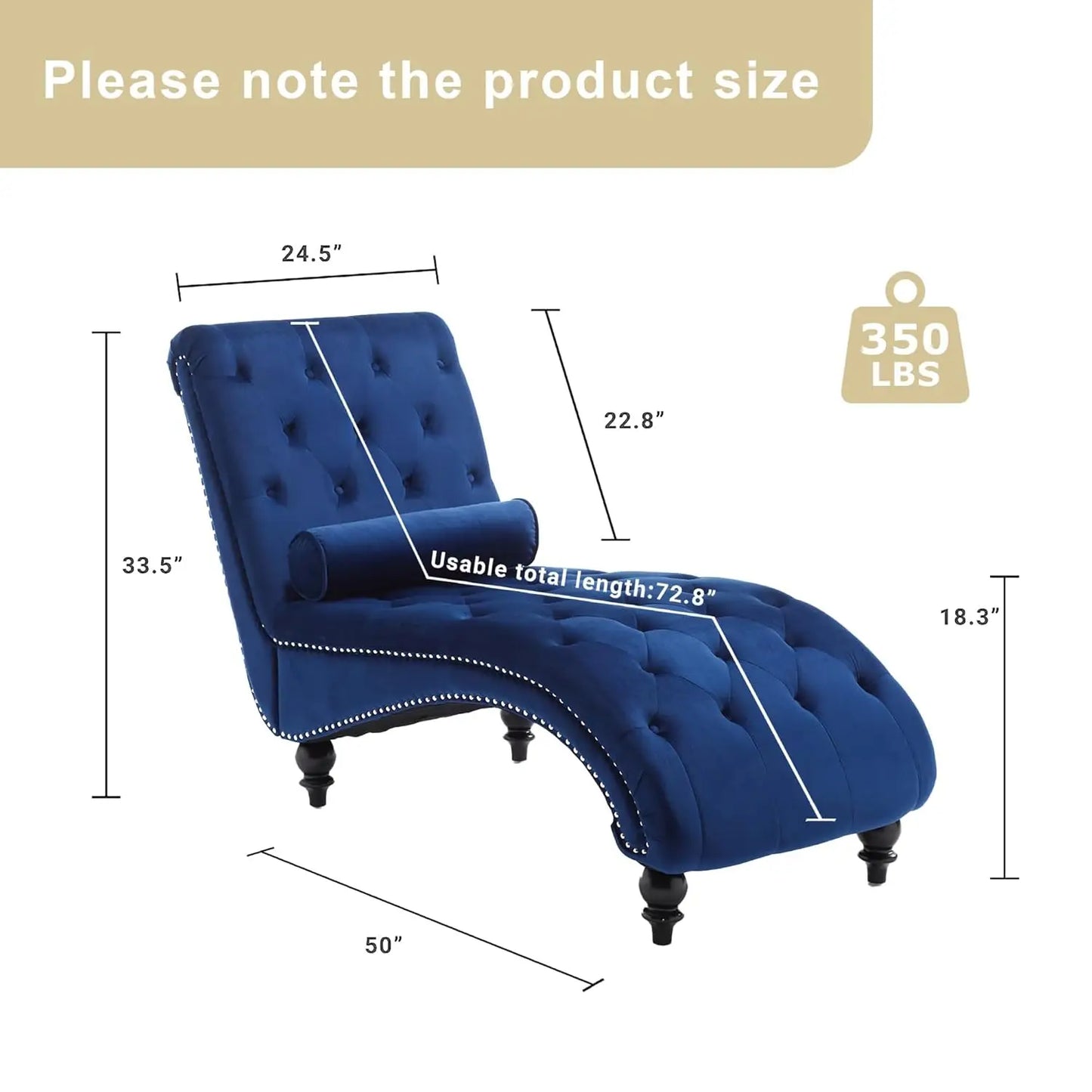 Velvet Chaise Lounge Indoor,Button-Tufted Upholstered Chaise Lounge Chair with Pillow for Bedroom Living Room, Customized