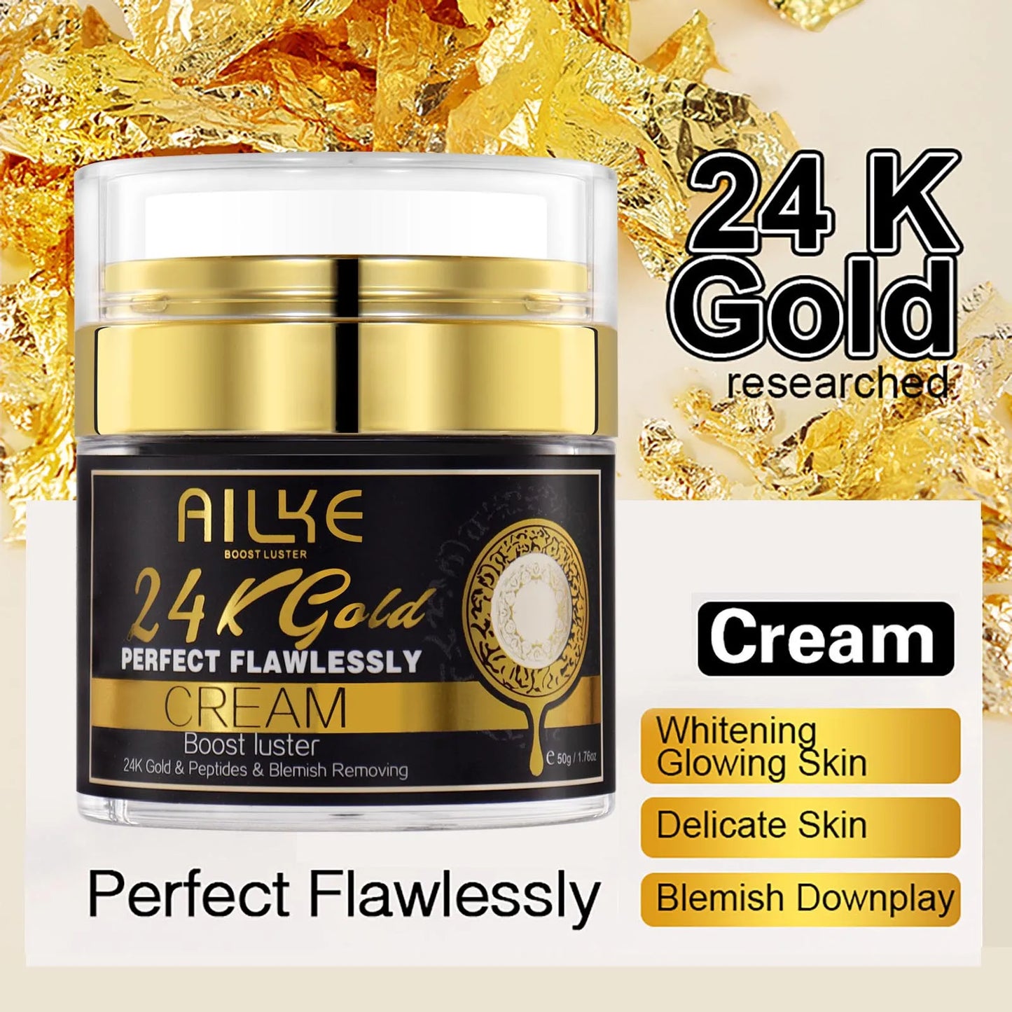 AILKE 24K Gold Flawlessly Skin Care Range Whitening Serum