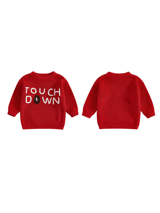 Children s Pullover Cozy Knit Crew Neck Sweater with Alphabet Design Stylish Winter Apparel for Boys and Girls