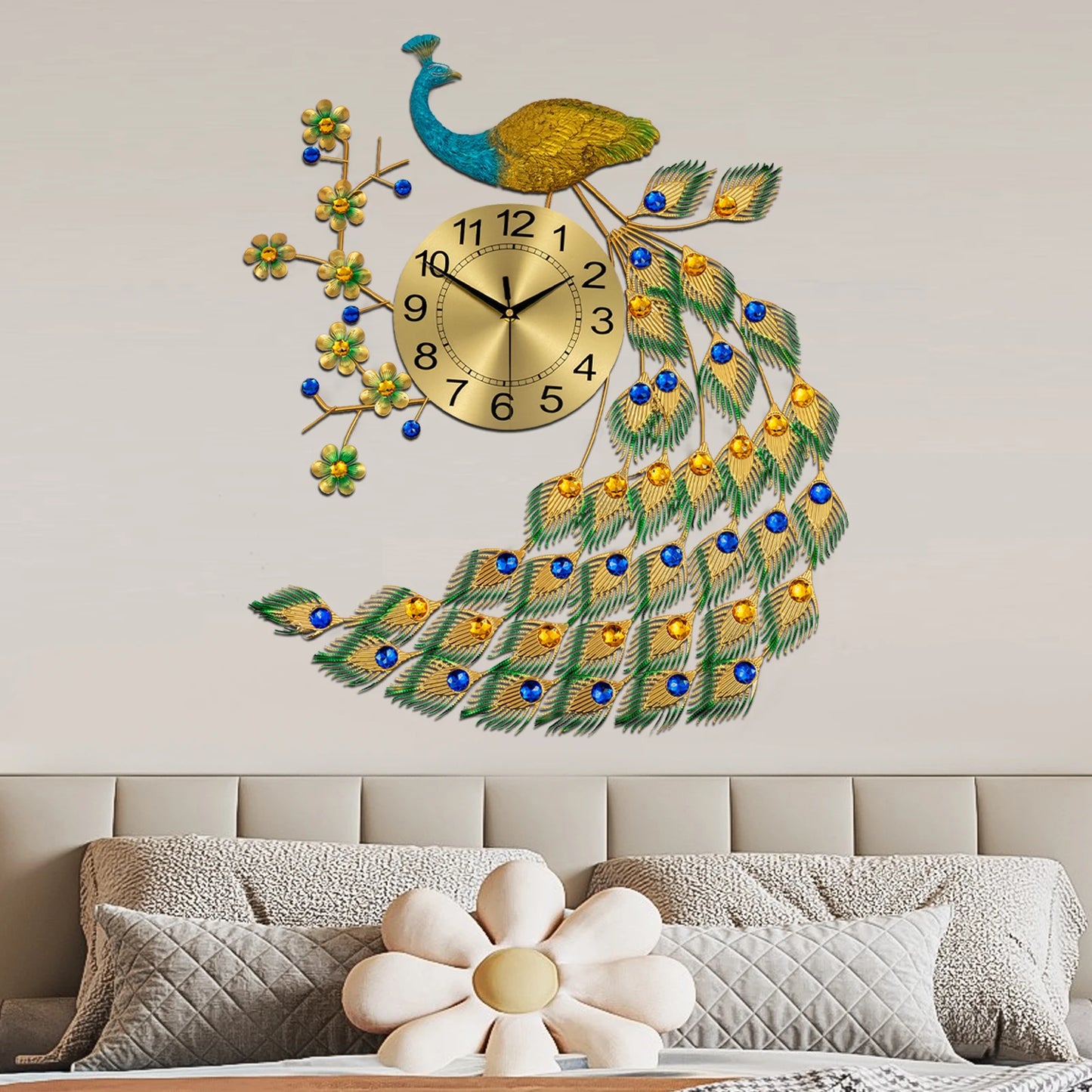 Peacock Wall Clock Digital Acrylic Modern Art For Living Rooms