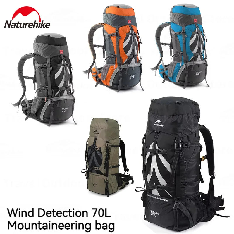 Naturehike Outdoor Backpack 70+5L Hiking Bag Rain Cover Nylon Sports Waterproof Camping Climbing Rucksack With Rainproof Cover