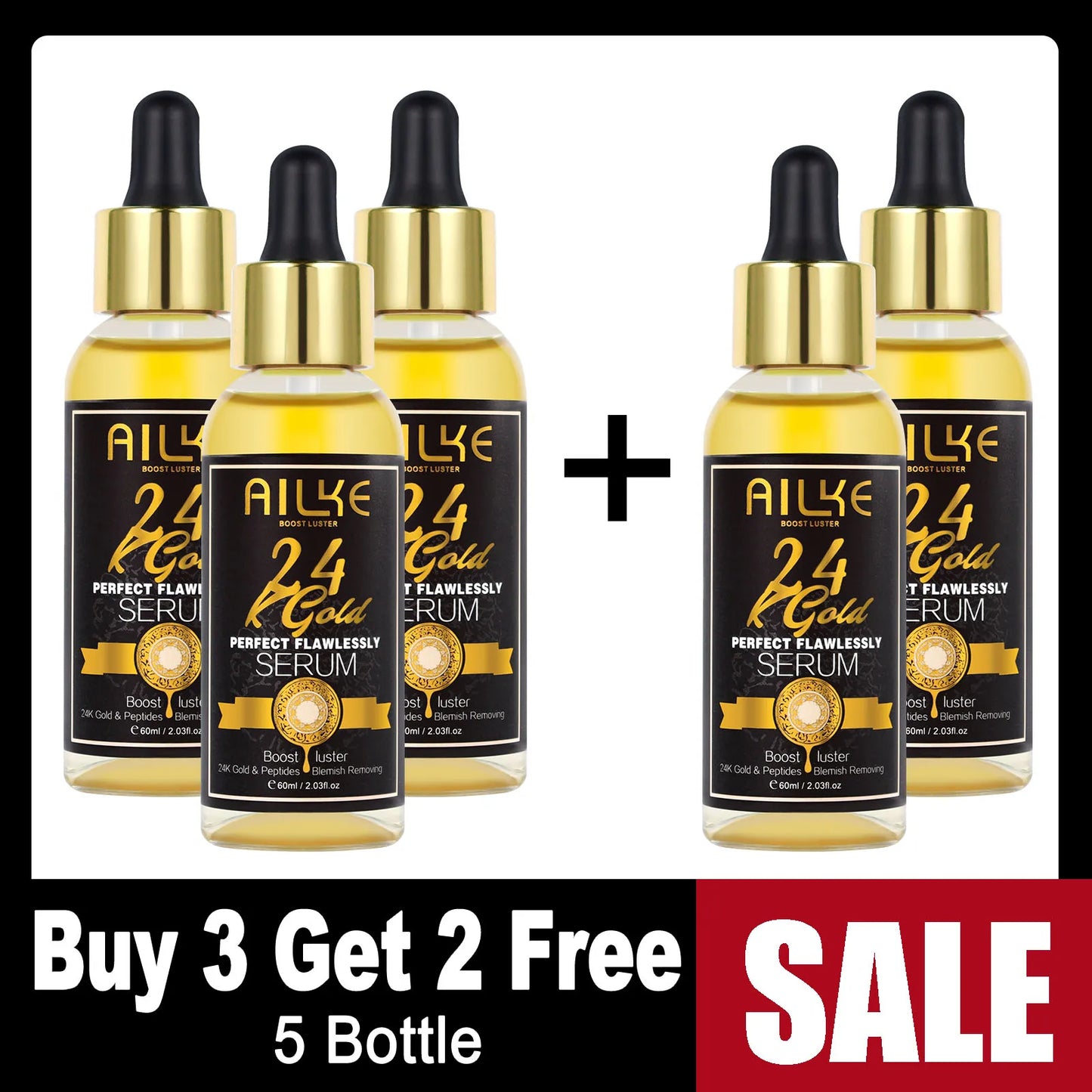 AILKE 24K Gold Flawlessly Skin Care Range Whitening Serum