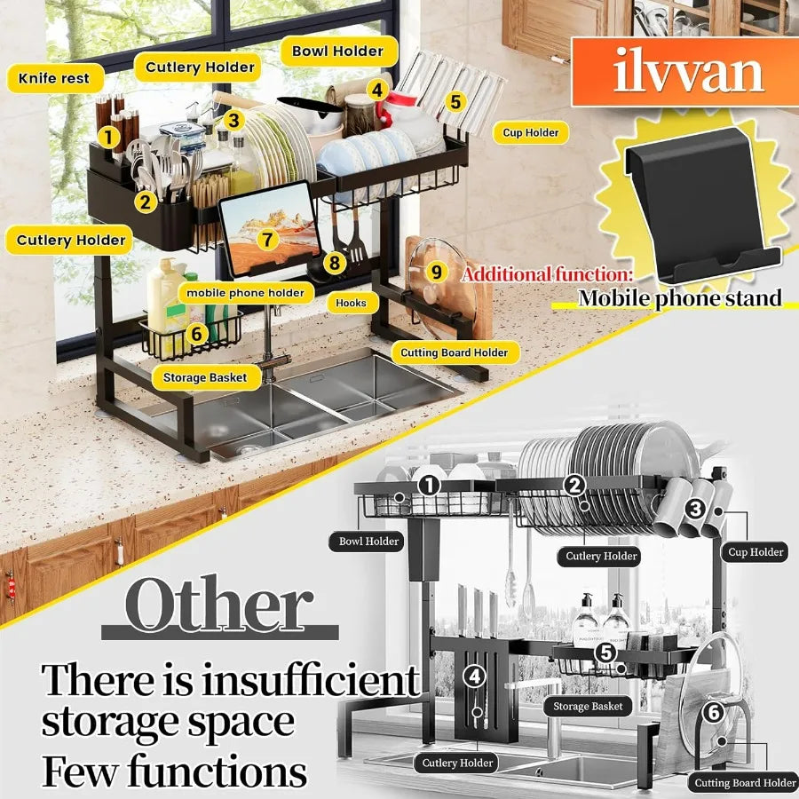 Over Sink Dish Drying Rack Snap On Expandable Design