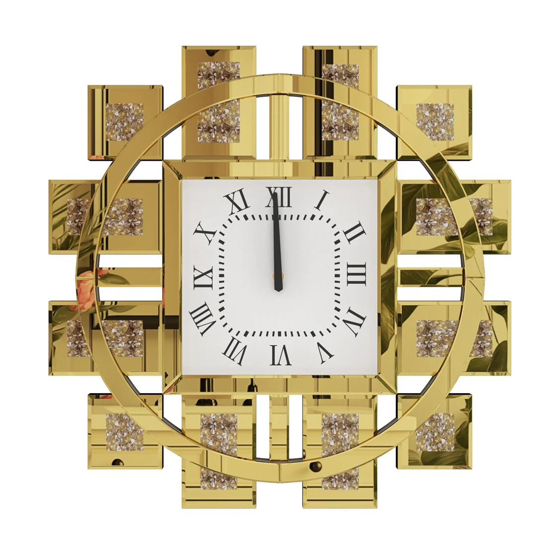 Decorative Crystal Crushed Diamond Inlay Battery Operated Wall Clock