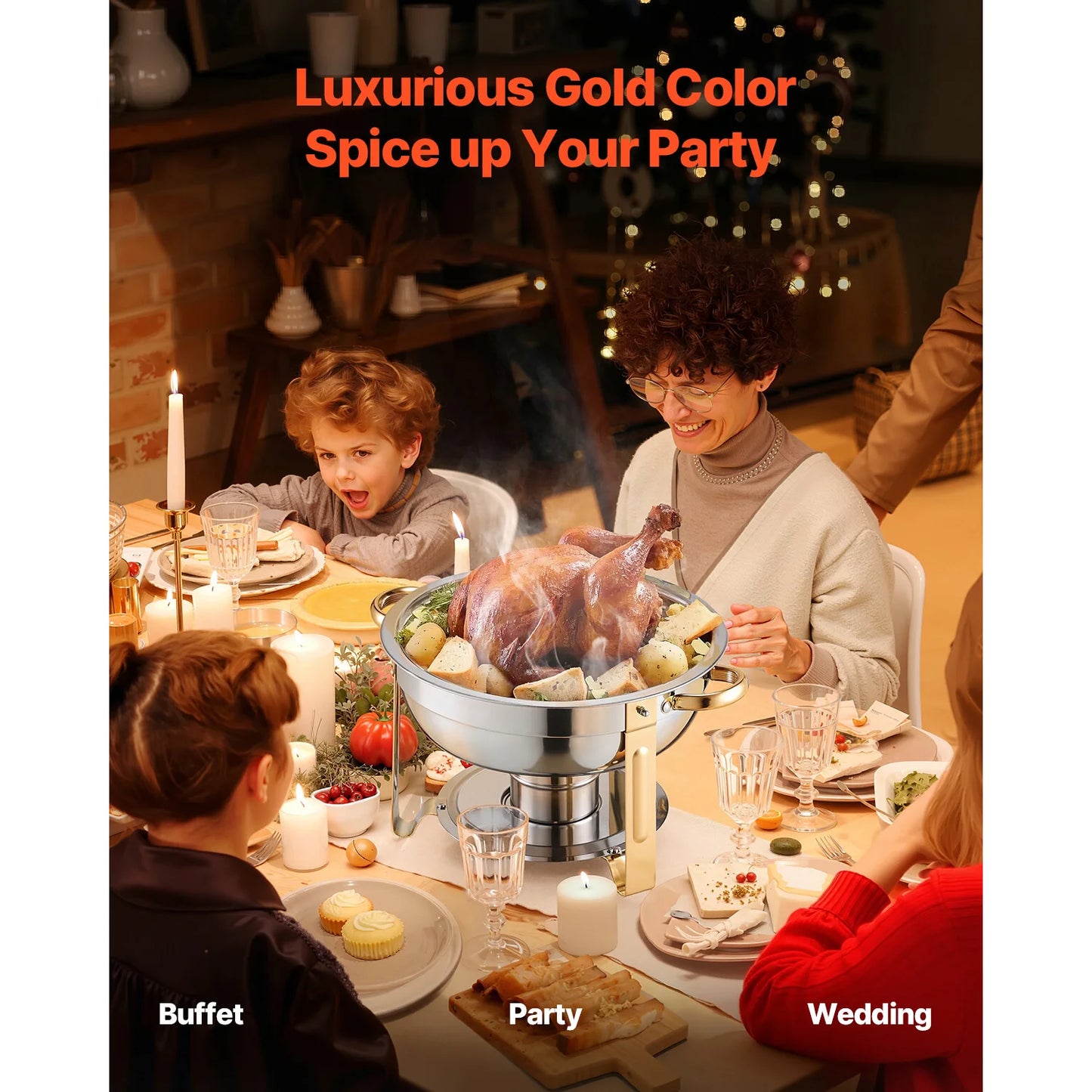 SucceBuy Chafing Dish Buffet Set Stainless Steel Warmer With Pans