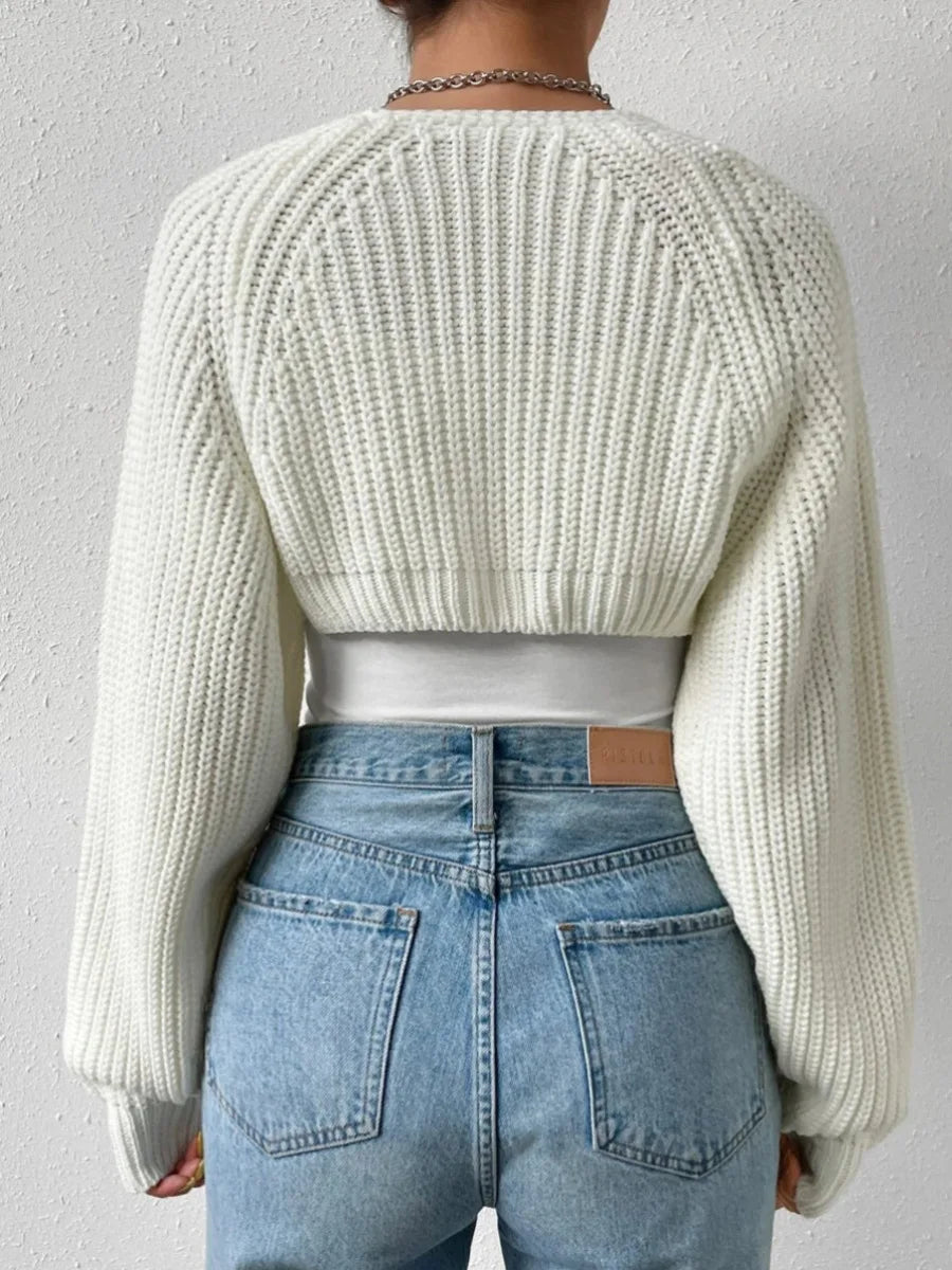 Hirigin Womens Open Front Cropped Cardigan Long Sleeve Knit Shrug
