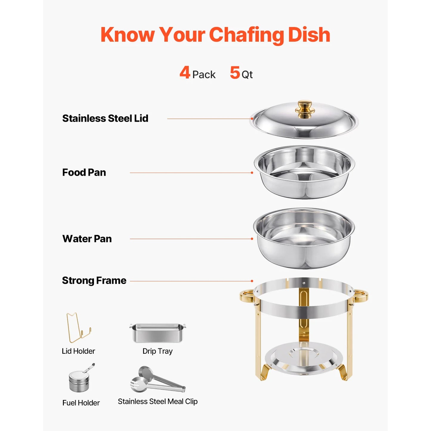 SucceBuy Chafing Dish Buffet Set Stainless Steel Warmer With Pans