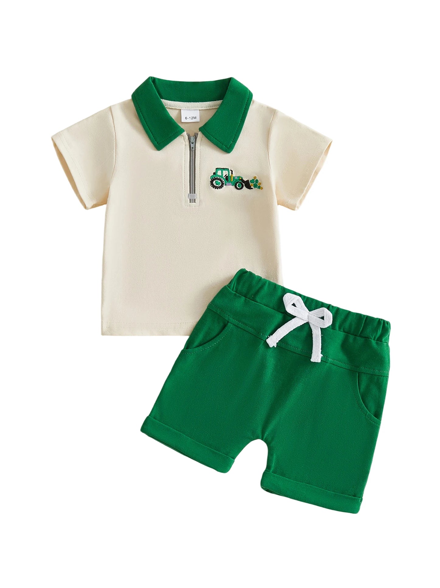 Baby Girls St Patrick Day Shamrock Print Top and Shorts