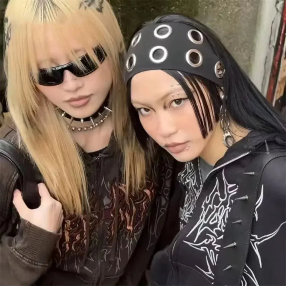 KYJGCN Punk Headband With Metal Rivets Wide Hair Band Concerts