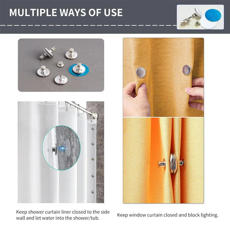 Metal Curtain Magnetic Closure Wall Mounted Magnetic Buckle Shower Curtain Magnet Clips Detachable Window Screen Fixed /.\'p
