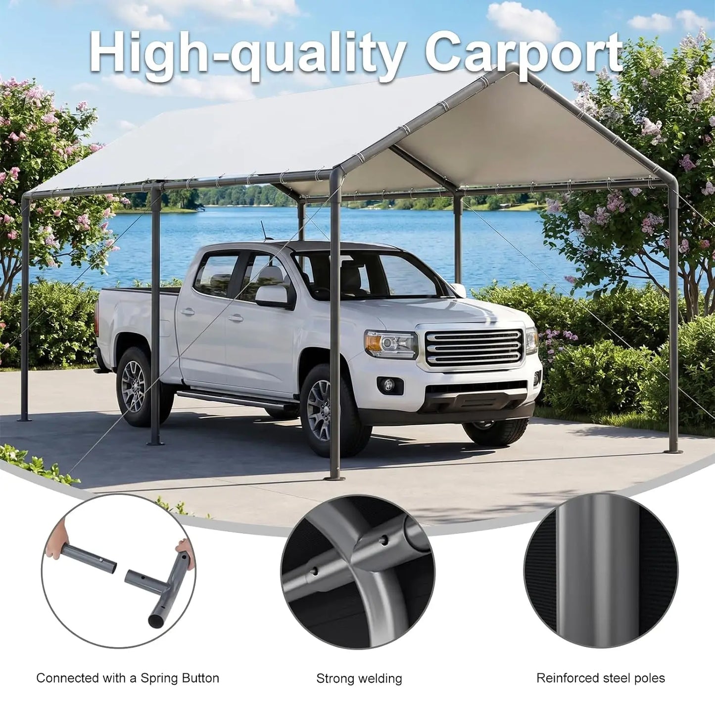 Heavy Duty Galvanized Carport Canopy Shelter For Outdoor Use