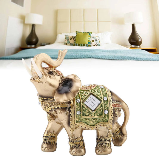 Feng Shui Green Elephant Statue Wealth Figurine Home Decoration