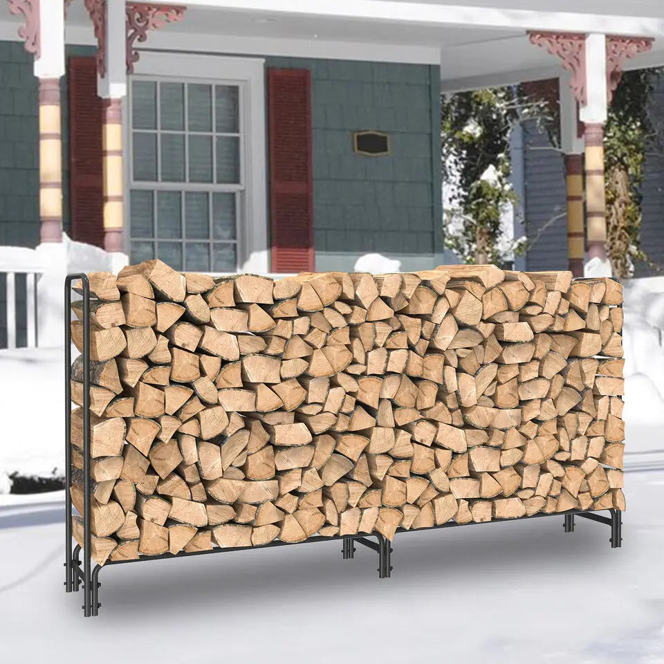 Heavy Duty Firewood Log Rack Iron Frame Storage Holder