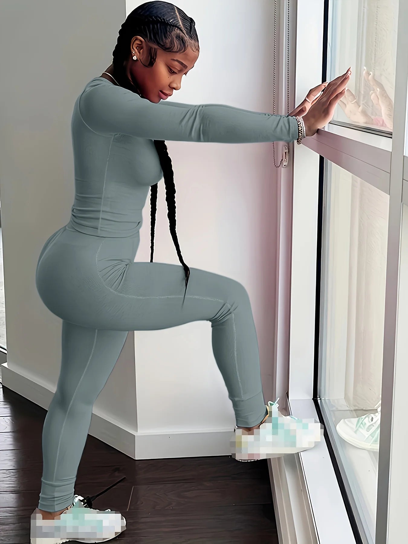 Women Two Piece Exercise Set Breathable Quick Dry Activewear Polyester