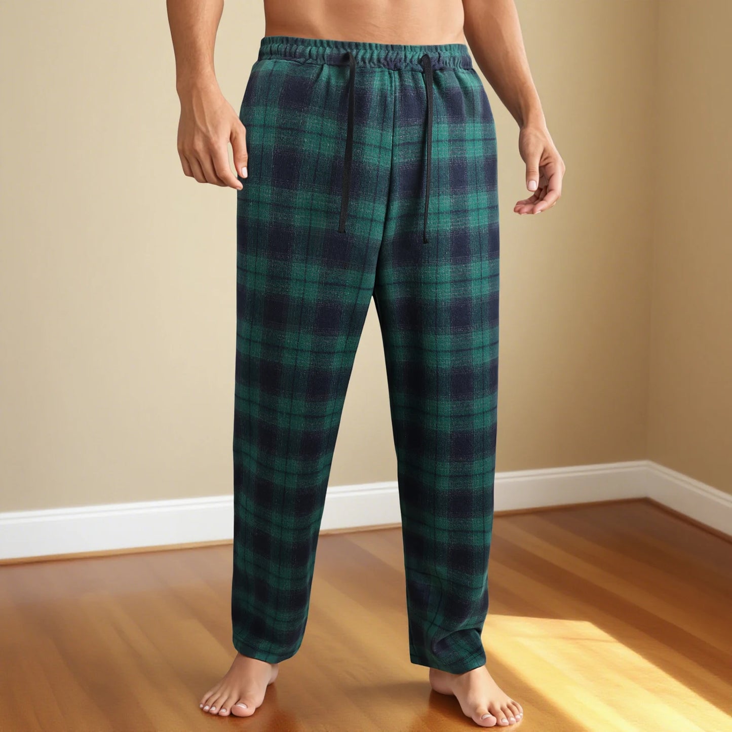 Men's Checkered Lounge Pants With Adjustable Drawstring Waistband