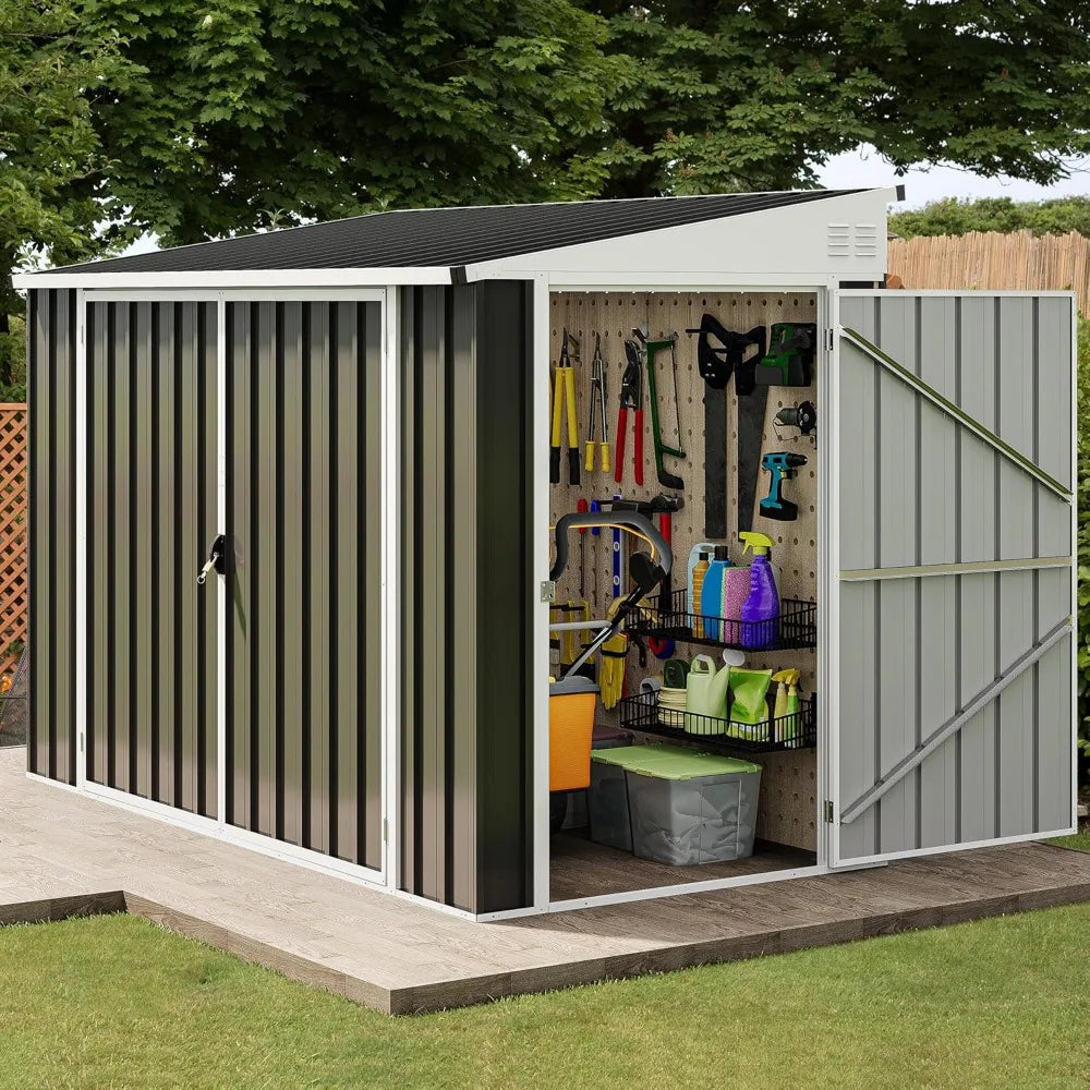 Outdoor Storage Shed, Waterproof Metal Garden Shed with Lockable Door, Storage Shed for Bike, Garbage Can, Lawnmower，Customized