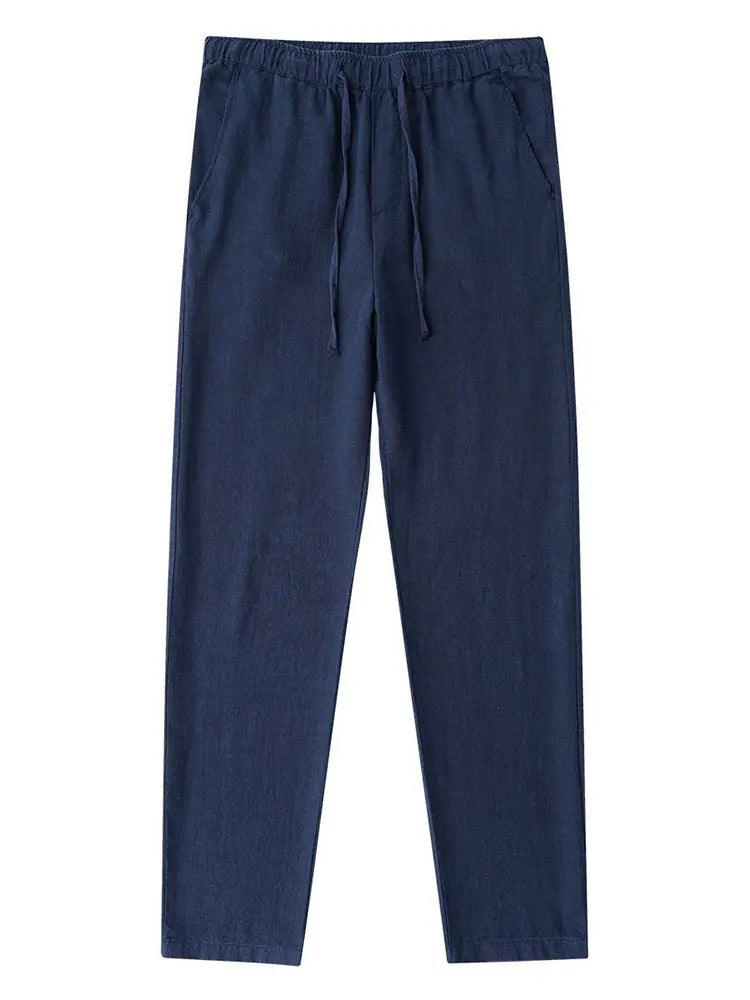 Nevettle Casual Cotton Linen Chino Pants Men Wide Leg