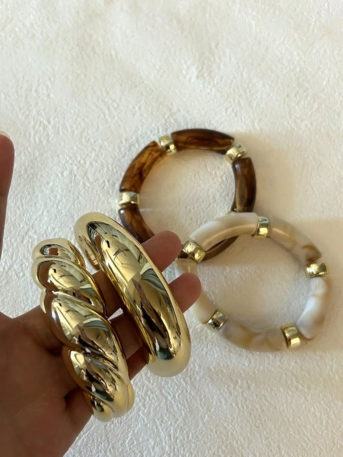 Vintage Minimalist Resin Acrylic Bracelet Bangle Set 4Pcs Stackable Women Daily Holiday Gift New Arrival 4PCS