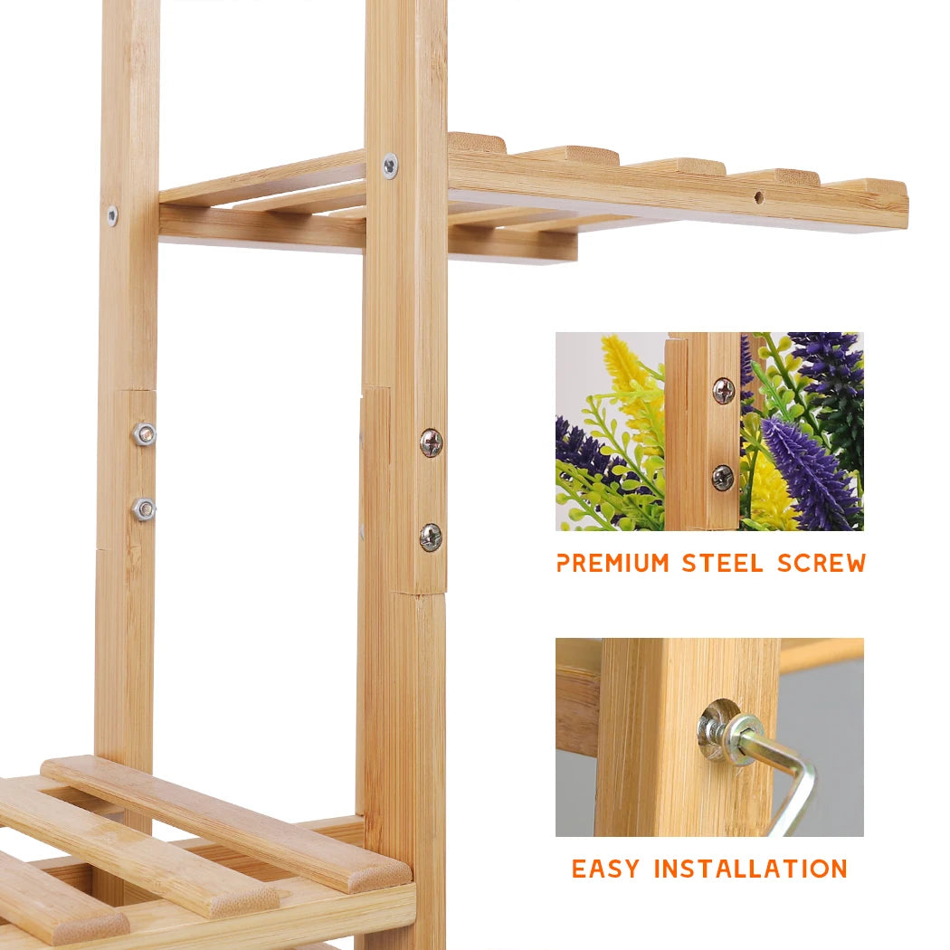 Bamboo 6 Tier Vertical Plant Stand For Indoor Outdoor Use