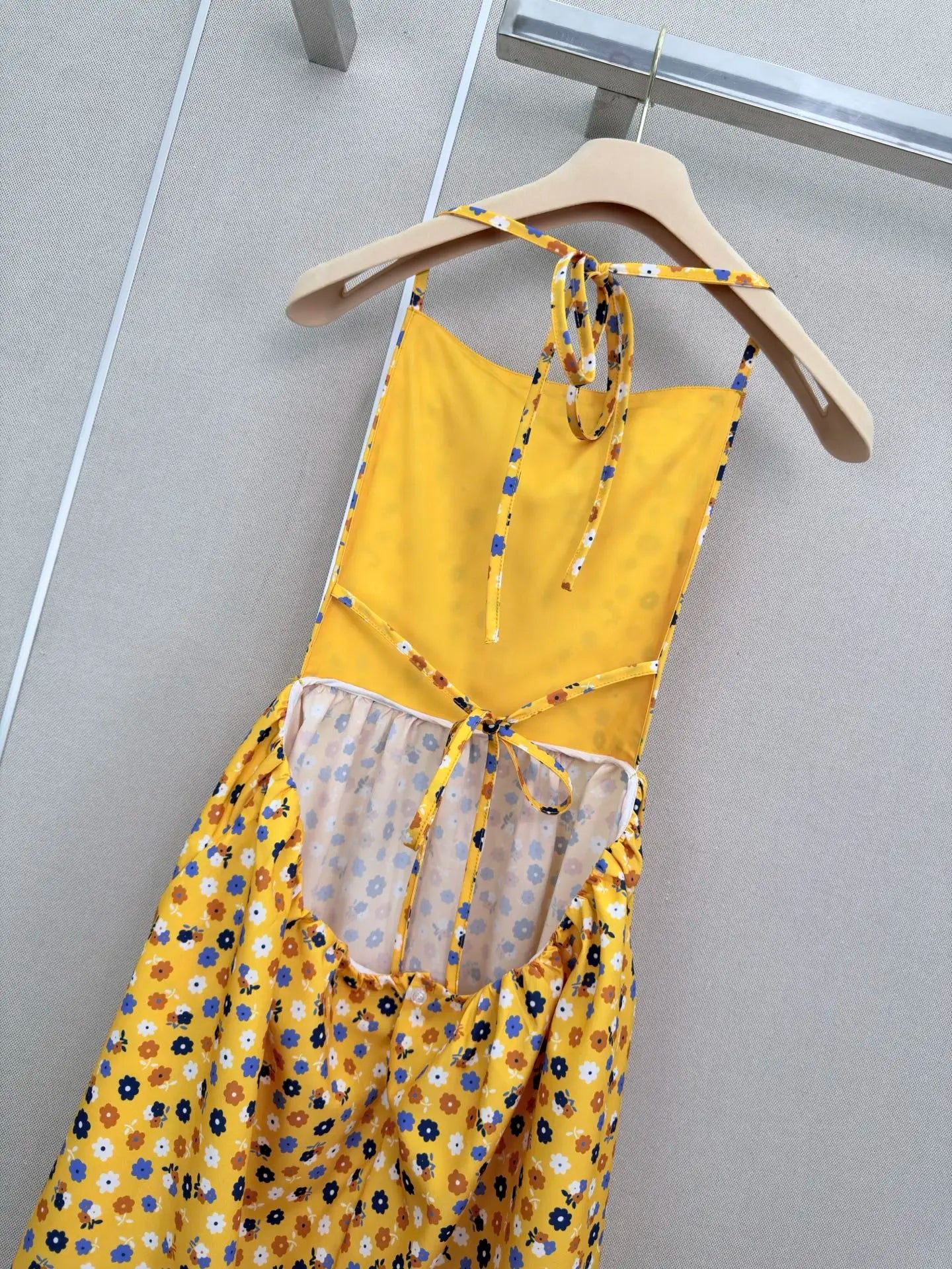 Women's Suspender Printed Pleated Backless Dress For Summer