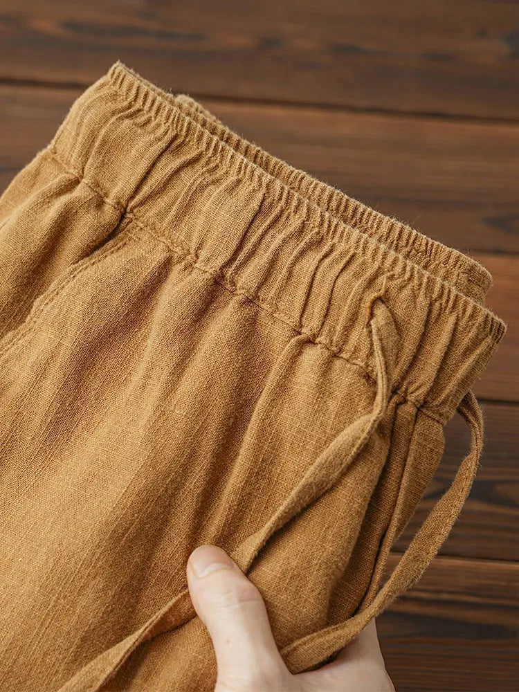 Nevettle Casual Cotton Linen Chino Pants Men Wide Leg