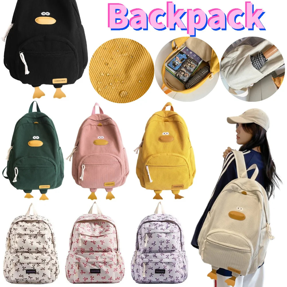 Cartoon Duck Backpack Kawaii Travel Bag Korean Edition For Women And Girls