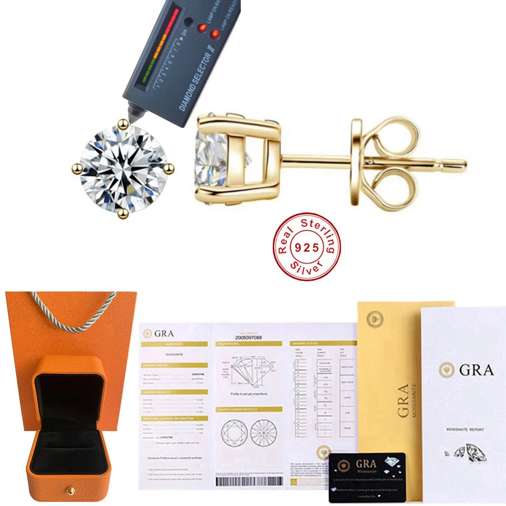 Angel Bola Moissanite Stud Earrings S925 Sterling Silver