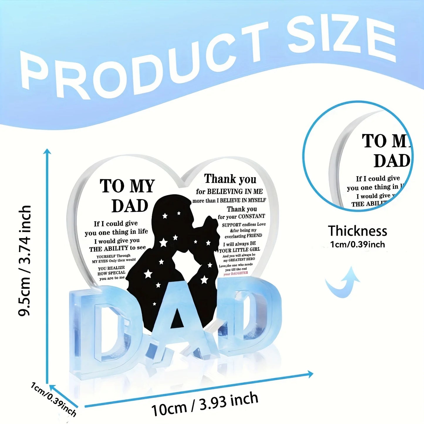 Acrylic Heart Plaque Gift For Dad From Daughter Thank You Gift
