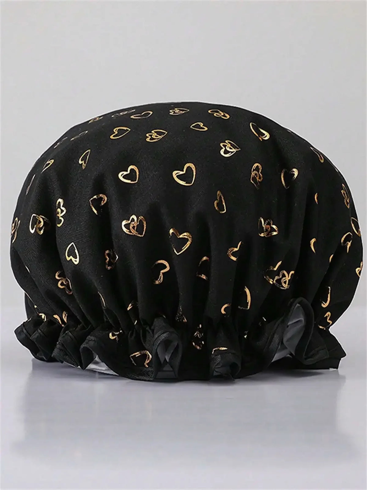 2026 2-Layer Waterproof Shower Cap, Fashionable Foil Heart Print