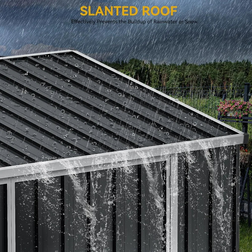 Outdoor Storage Shed, Waterproof Metal Garden Shed with Lockable Door, Storage Shed for Bike, Garbage Can, Lawnmower，Customized