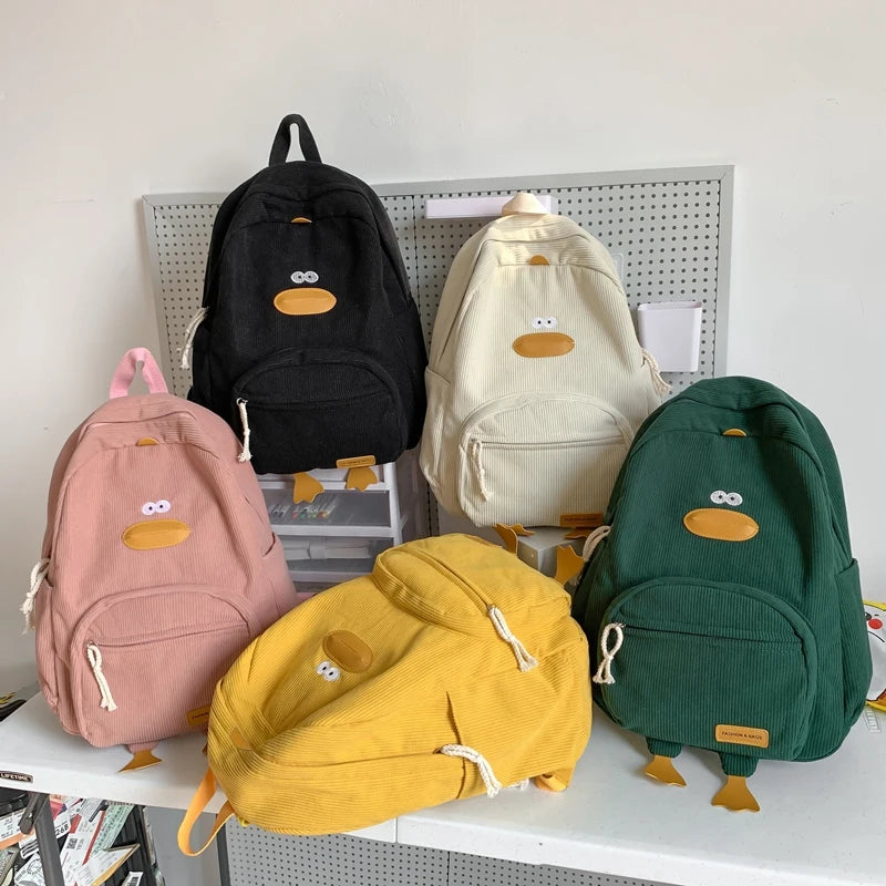 Cartoon Duck Backpack Kawaii Travel Bag Korean Edition For Women And Girls