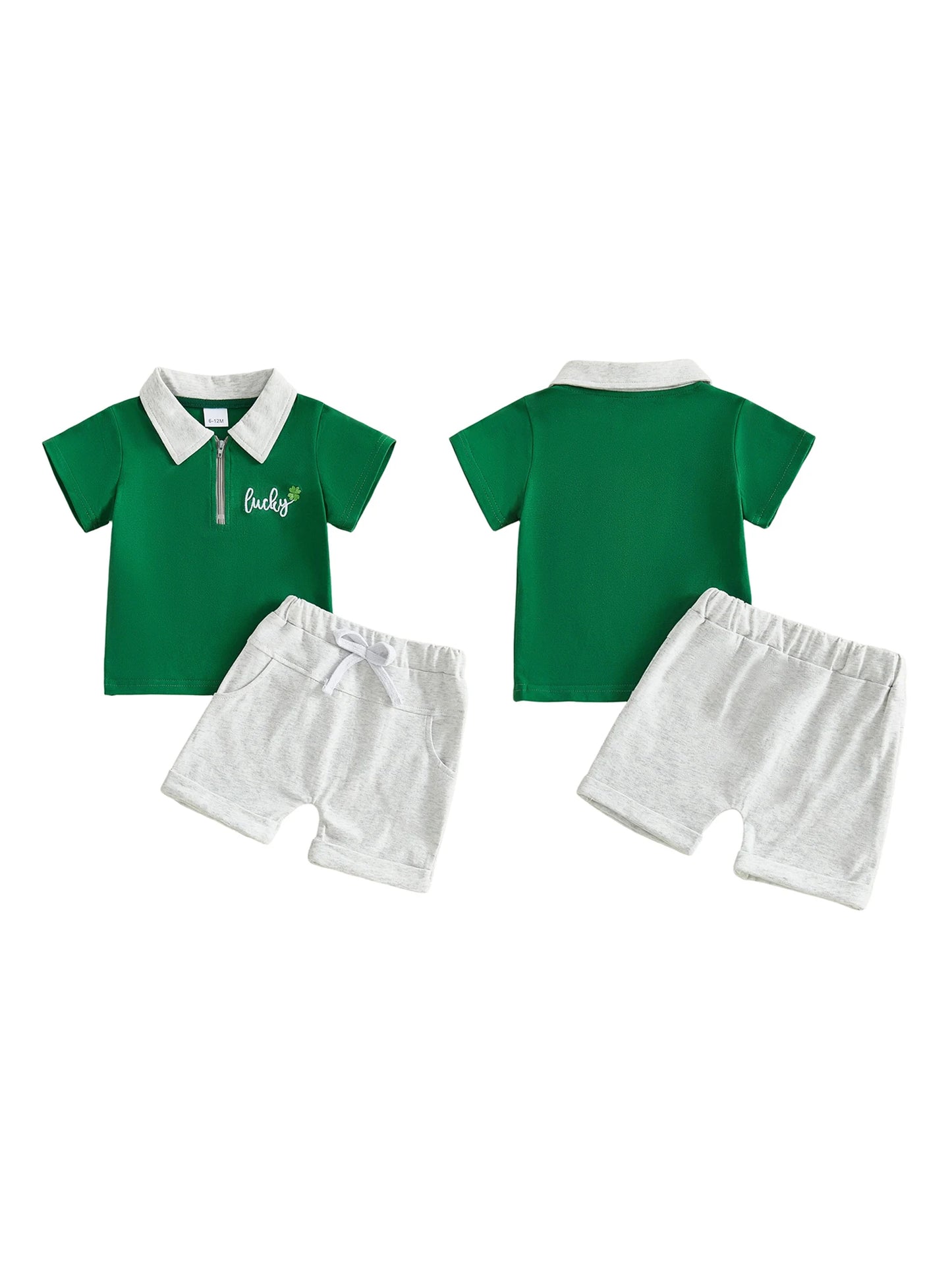Baby Girls St Patrick Day Shamrock Print Top and Shorts