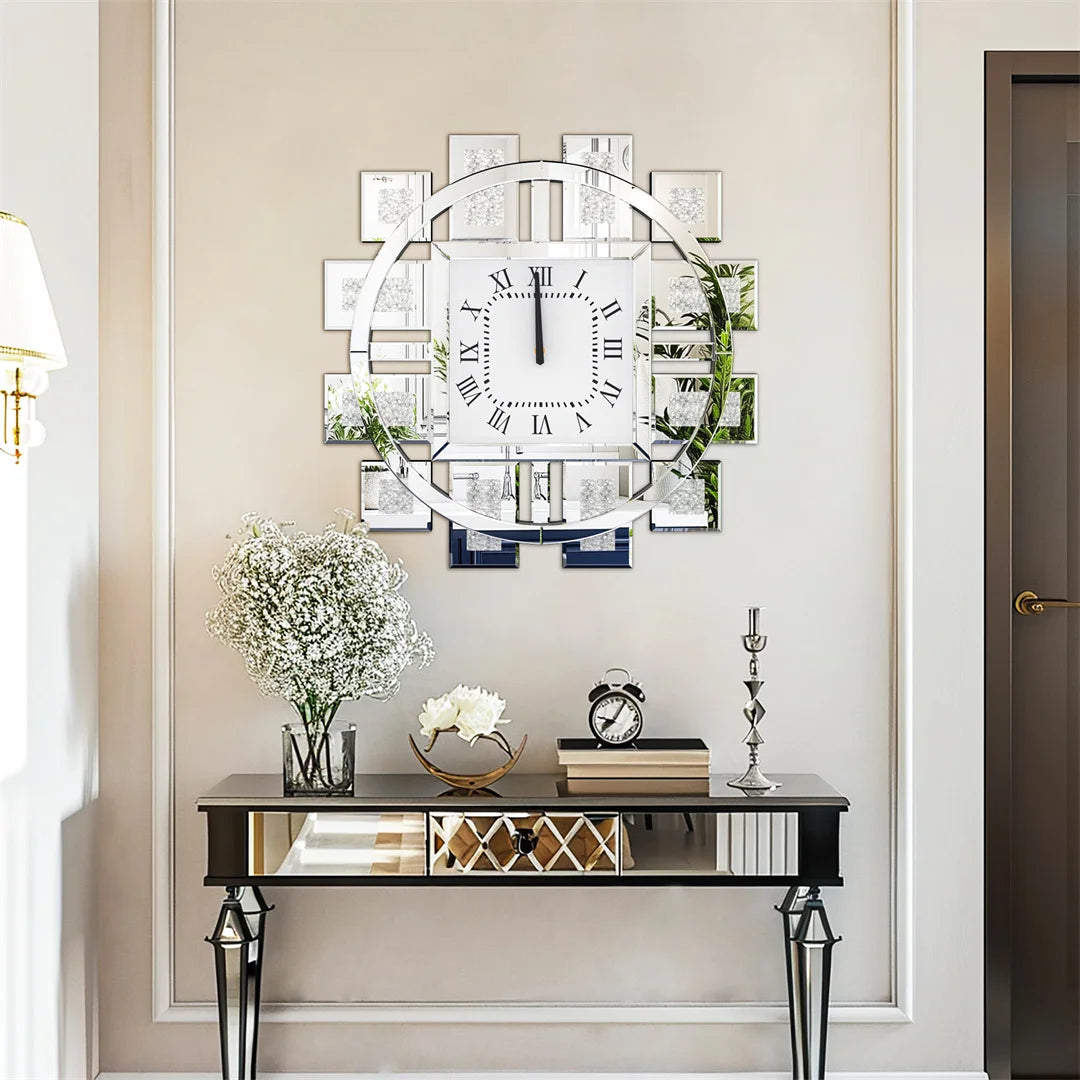 Decorative Crystal Crushed Diamond Inlay Battery Operated Wall Clock