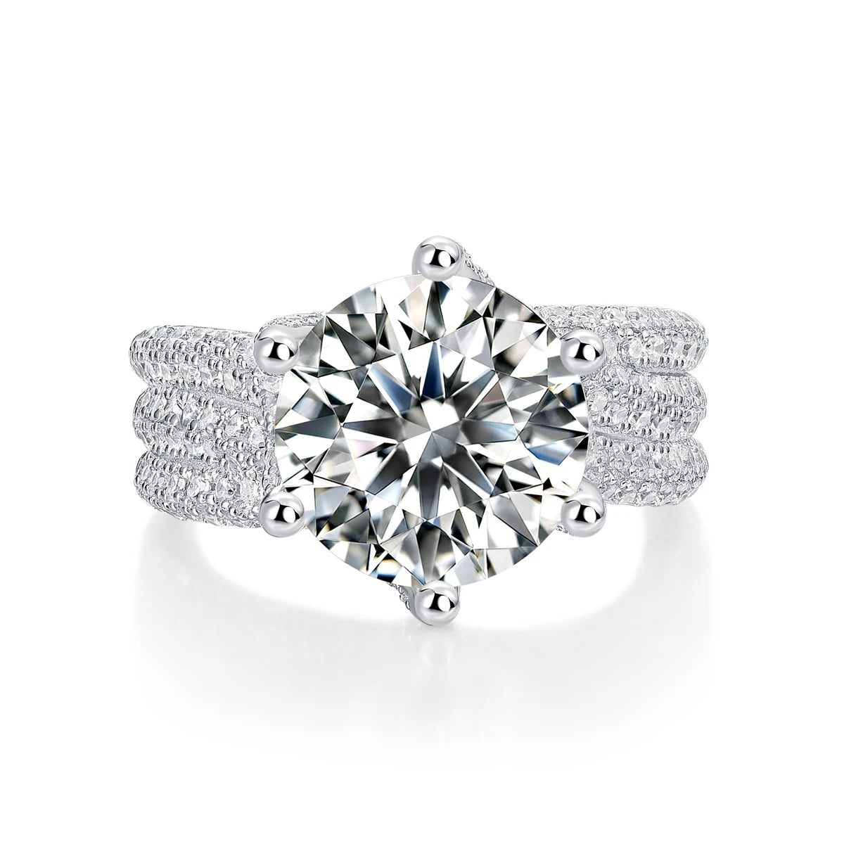 925 Sterling Silver Moissanite Engagement Ring With Claw Setting