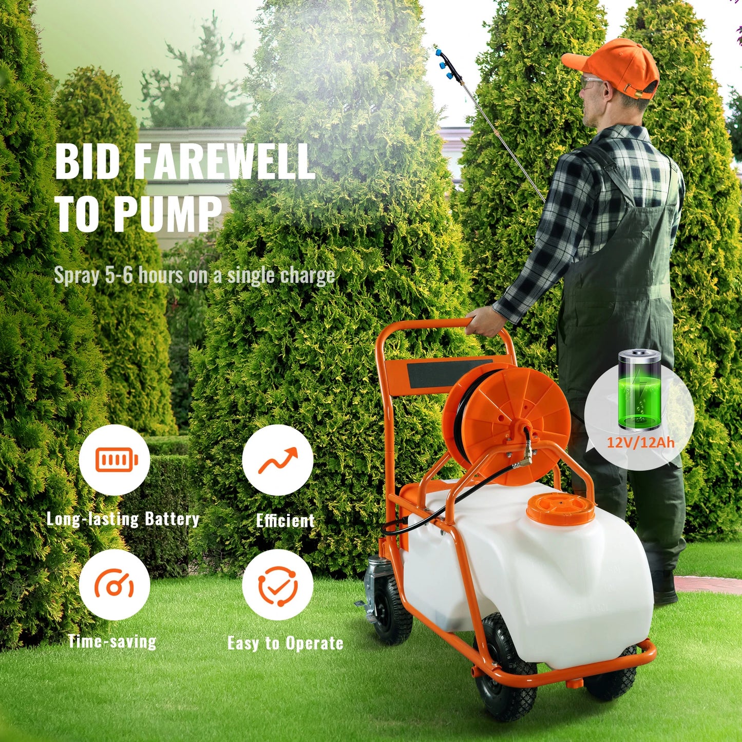 Succebuy Battery Powered Garden Weed Sprayer With Wheeled Cart