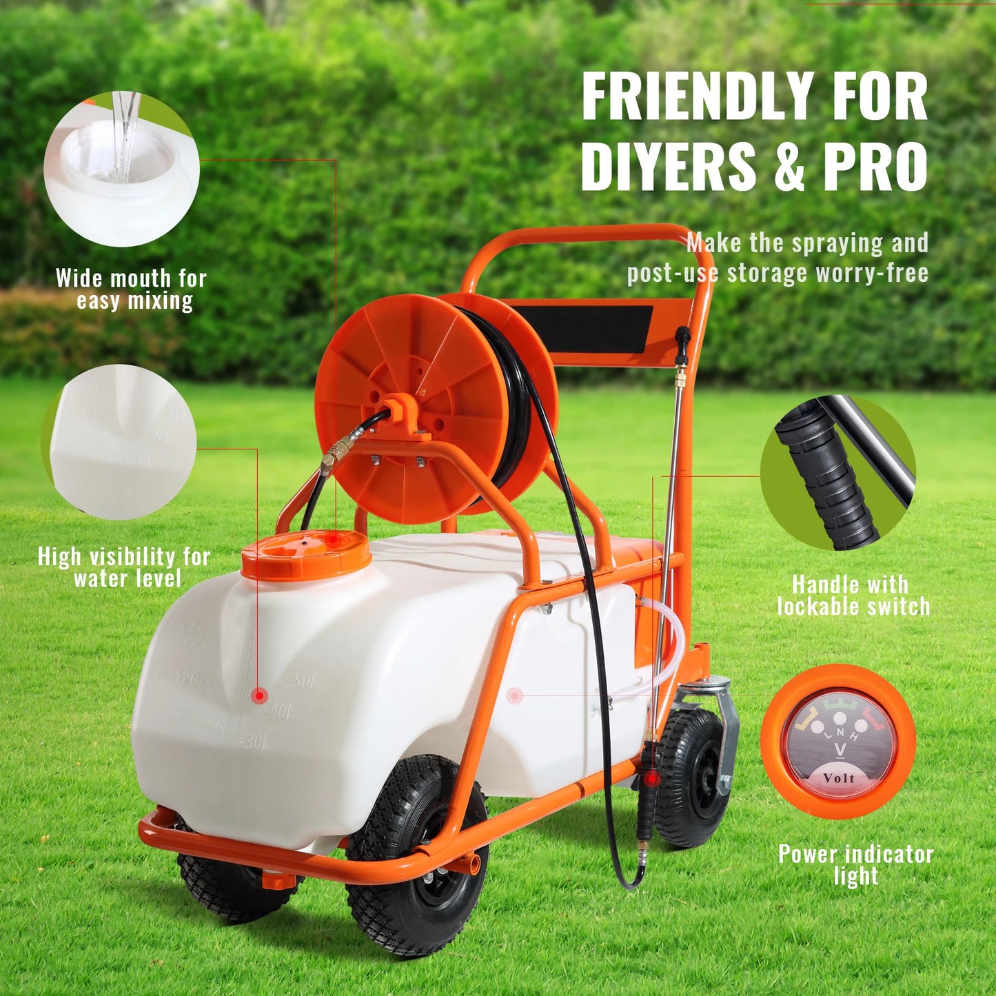 Succebuy Battery Powered Garden Weed Sprayer With Wheeled Cart