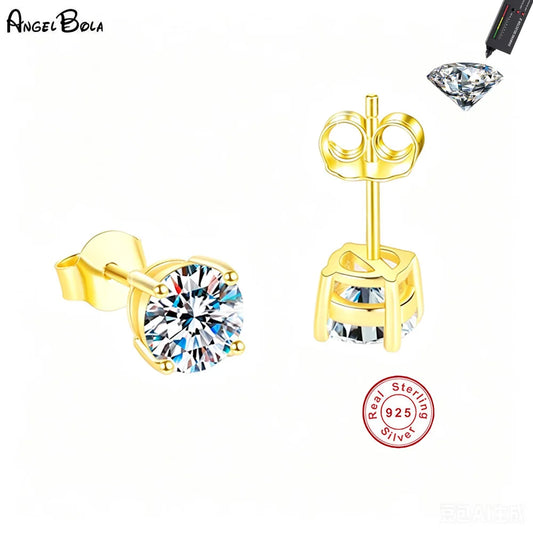 Angel Bola Moissanite Stud Earrings S925 Sterling Silver