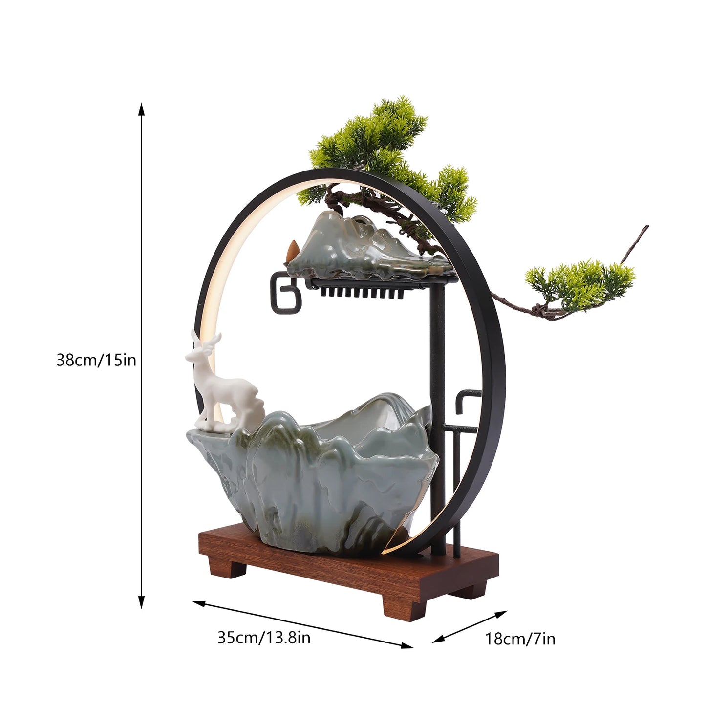 Bymaocar Decorative Water Fountain Tabletop LED Light Mist