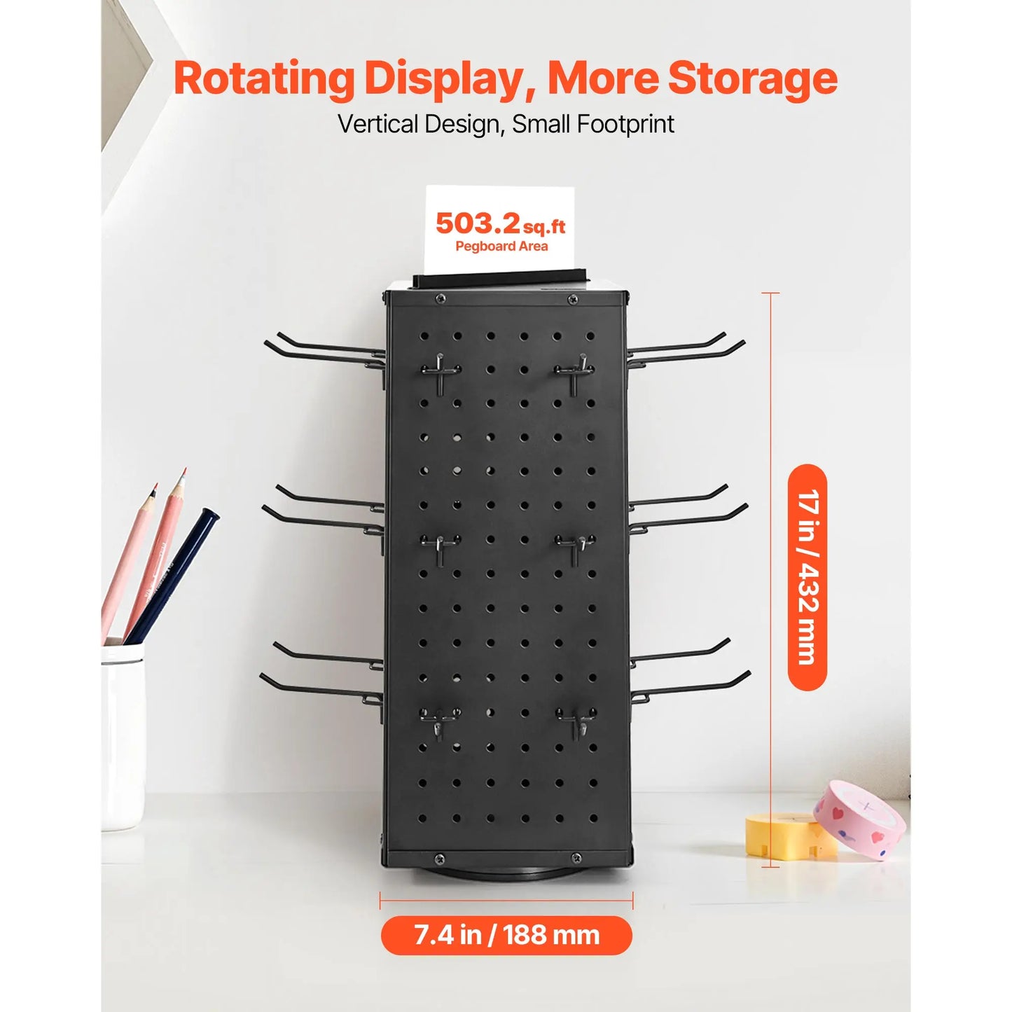 SucceBuy Rotating Pegboard Display Stand 4-Sided Jewelry Rack
