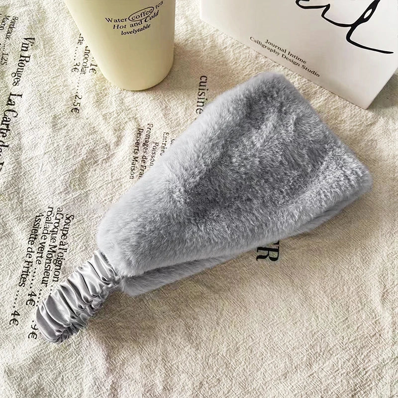 NONECN Fluffy Plush Headband Ear Warmer For Women Wearable