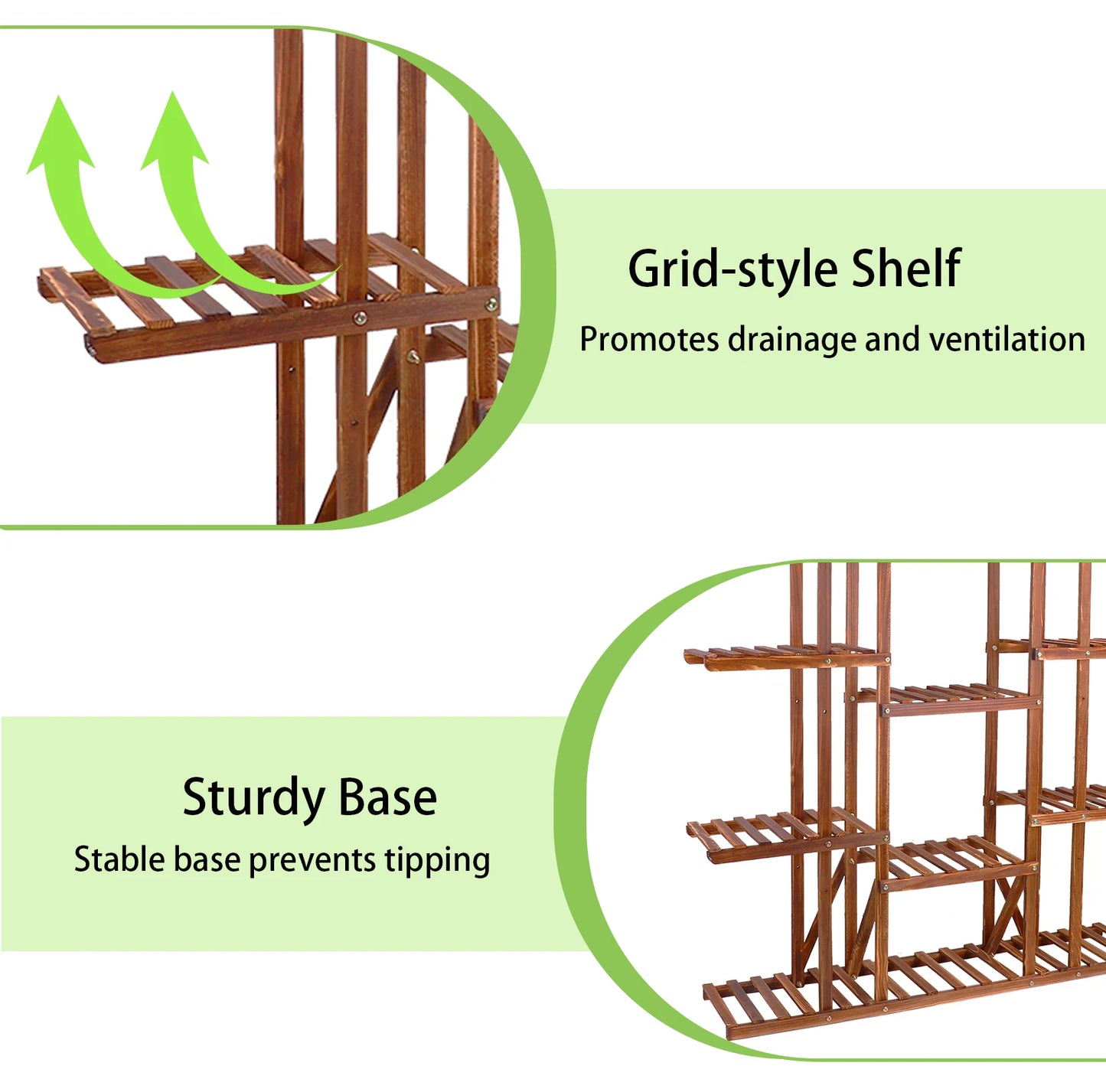 Wisfor Wooden Plant Shelf Multi Tier Stand For Indoor Outdoor