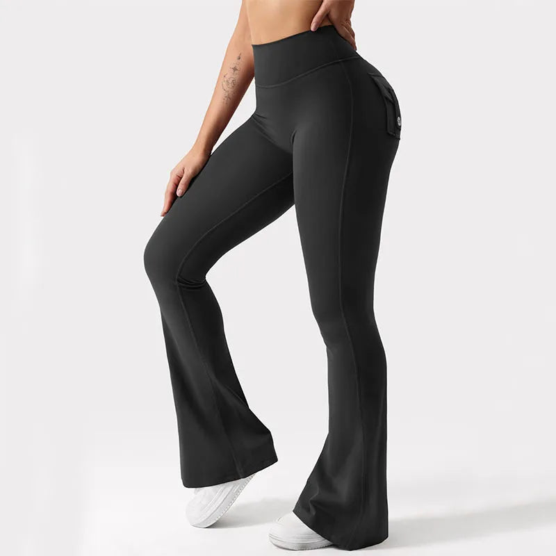 Summer Womens Cargo Pocket Fitness Tights High Waisted Yoga Pants