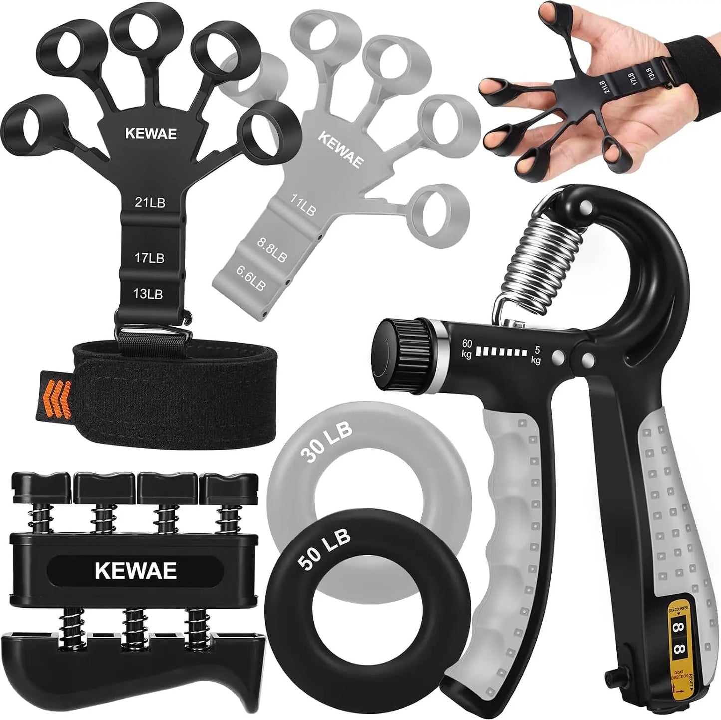 Hand Grip Strengthener Kit With Finger Exerciser For Forearm Training
