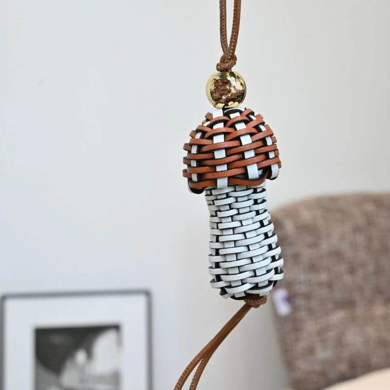 New Weaving Mushroom Ornaments Leather Bag Charm Keychain Bags Pendant Decoration High Luxury Girl Gift Bag Accessories